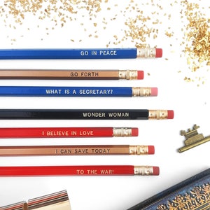 Set of 7 Wonder Woman Pencils Imprinted Pencils To the War Go Forth Back to School Supplies image 1