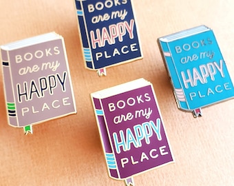 Books are my Happy Place - Hand Lettered Enamel Pin