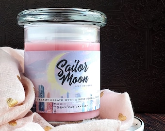 Bougie de soja parfumée en pot de 8 oz inspirée de Sailor Moon // Anime