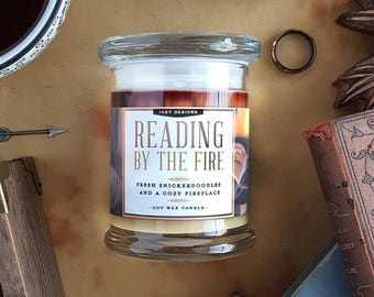 Reading by the Fire // Fall and Autumn Bookish 8oz Jar Scented Soy Candle