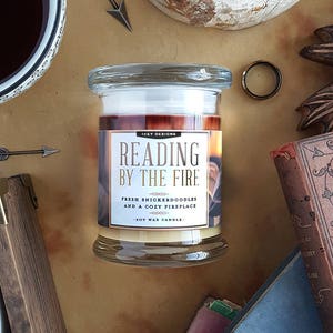 Reading by the Fire // Fall and Autumn Bookish 8oz Jar Scented Soy Candle
