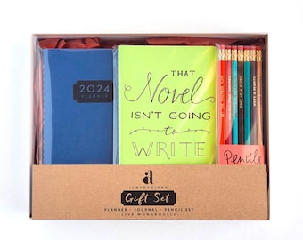 Writers Gift Set — 2024 Planner, Journal, Pencil Set — That Novel Isn't Going to Write Itself, Kill All Your Darlings, Deadlines