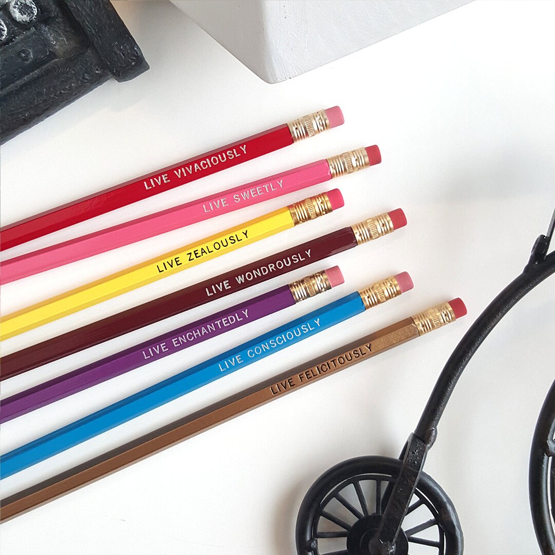 Iceydesigns 'live' Pencils Set of 7 Pencils live Wondrously, Live