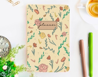 Undated Blank Yearly Floral Planner // Hand Lettered Planner or Journal (Soft Cover) — 5" x 8"