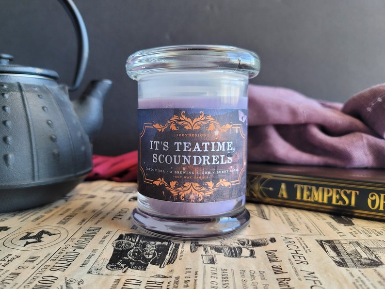 It's Teatime, Scoundrels // A Tempest of Tea 8oz Jar Scented Soy Candle image 1