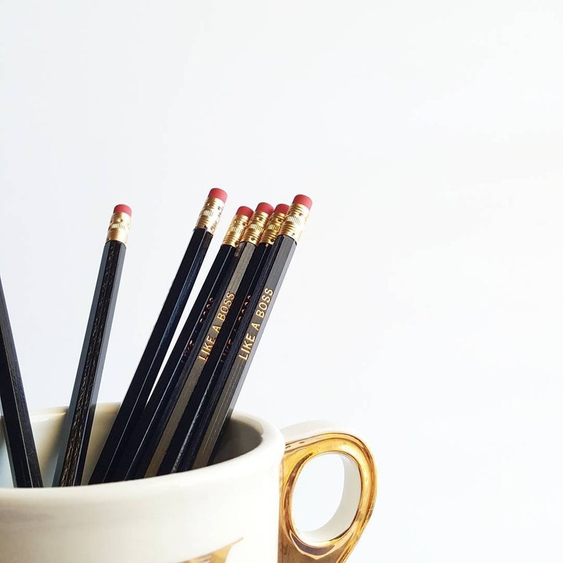 Like a Boss Pencil Set 7 Engraved Pencils in Black and Etsy