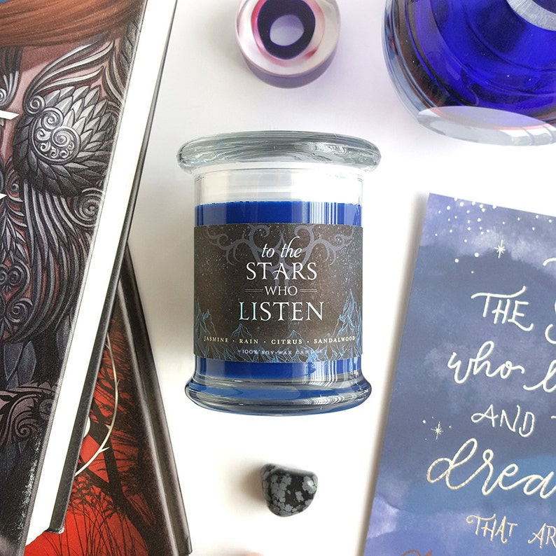 Velaris Candle \u2014 8oz Jar To The Stars Who Listen A Court of Mist and Fury Rhysand Candle The Night Court Scented Soy Candle