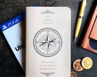 Sic Parvis Magna (Greatness from Small Beginnings) Journal — Uncharted // Nathan Drake Notebook or 2024 Planner or Blank Undated Planner