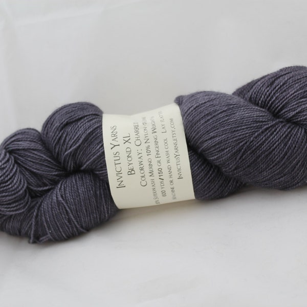 Charred Beyond XL MCN fingering weight extra length yarn