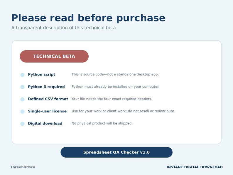 Spreadsheet QA Checker Python Script, CSV Data Quality Tool image 10