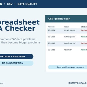 Script de Python para la comprobación de calidad de hojas de cálculo y herramienta de calidad de datos CSV