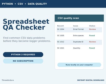 Python-script voor kwaliteitscontrole van spreadsheets, tool voor CSV-gegevenskwaliteit