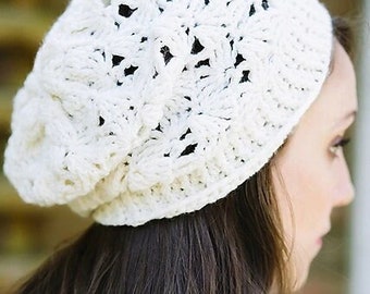 Frost Hat crochet pattern pdf for a lace hat slouchy beanie