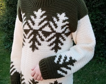 Forest Sweater crochet pattern pdf colourwork mirror image woodland trees pattern crochet jumper
