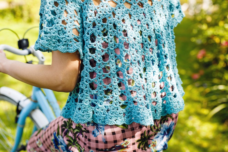 Something Blue Cardigan Crochet Pattern PDF Lace Crochet swing cardi shrug summer boho jacket image 2