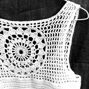 Crochet Pattern PDF Mandala Vest Top boho festival summer vest lacey filet mesh