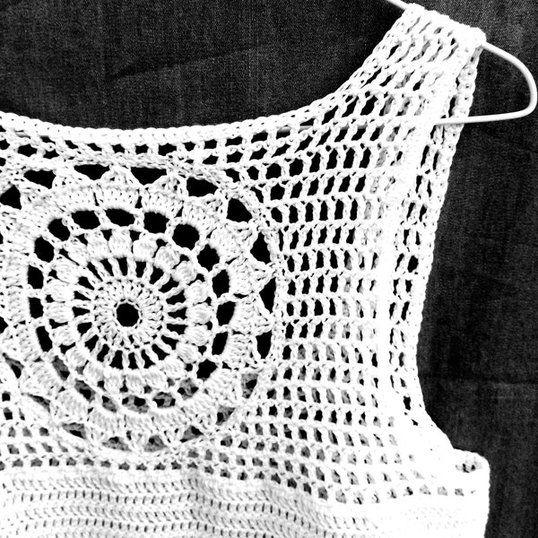 Häkelanleitung PDF Mandala Weste Top Boho Festival Sommer Weste Lacey Filet Mesh