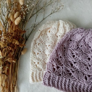 Frost Hat crochet pattern pdf for a lace hat slouchy beanie