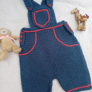 Baby Denim Dungarees Crochet Pattern PDf onesie dungarees jeans style overalls
