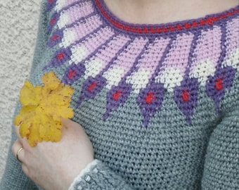 Crochet pattern pdf Birds of A Feather Yoked Sweater