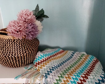 Zig Zag Blanket Crochet Blanket Pattern Mosaic Crochet PDF pattern only colourful throw afghan