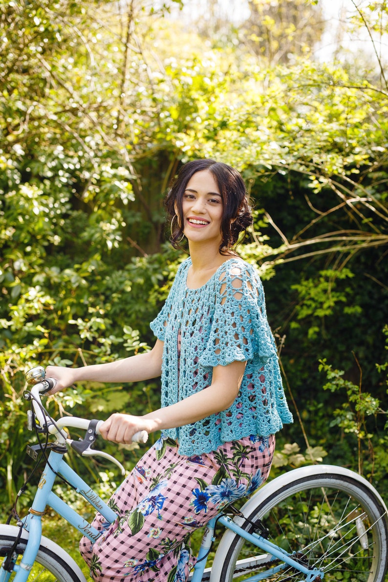 Something Blue Cardigan Crochet Pattern PDF Lace Crochet swing cardi shrug summer boho jacket image 4