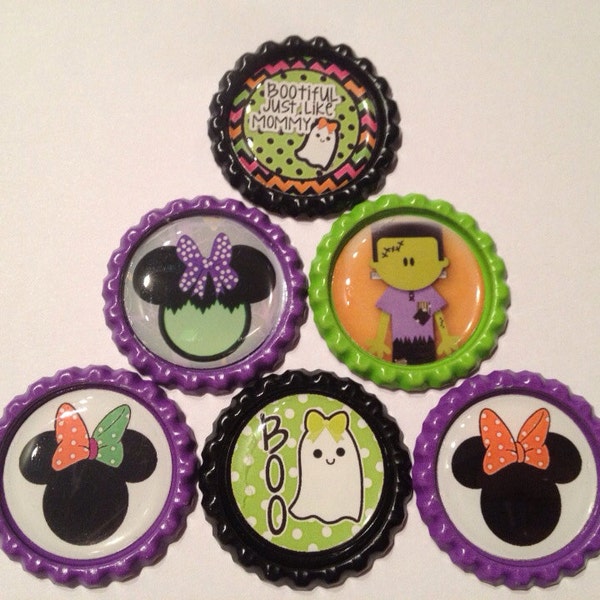 Mouse Halloween Themed finished bottlecaps set of 6