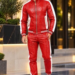 Crocodile Embossed Leather Pants - Etsy