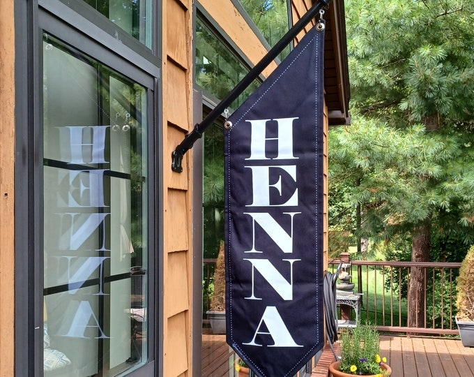 ELEGANT HENNA Flags BLACK * 2 sided * heavy canvas * pole & bracket included *