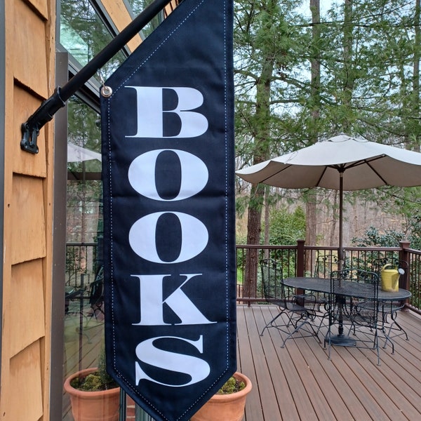 ELEGANT BOOKS Flag * 2 sided * heavy canvas * pole & bracket included