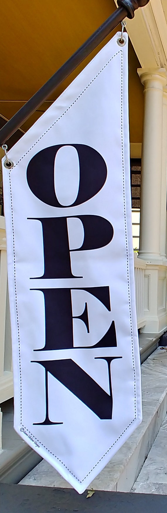 ELEGANT OPEN Flag * Double Sided * Heavy Weight Canvas * Handmade