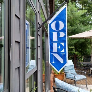 ELEGANT OPEN Full COLORS Flag * double sided outdoor canvas * pole & bracket included * 15 color choices