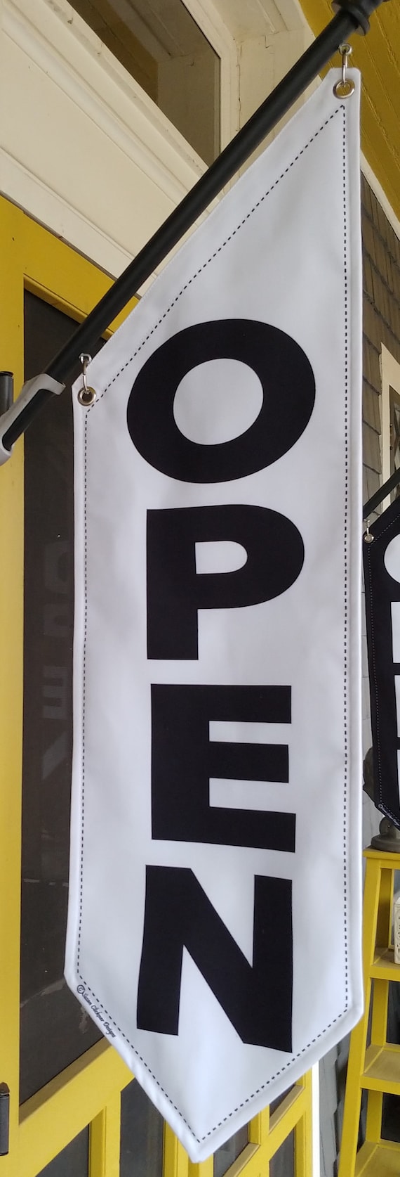 BASIC OPEN Flag * Double Sided * Heavy Weight Canvas * Handmade