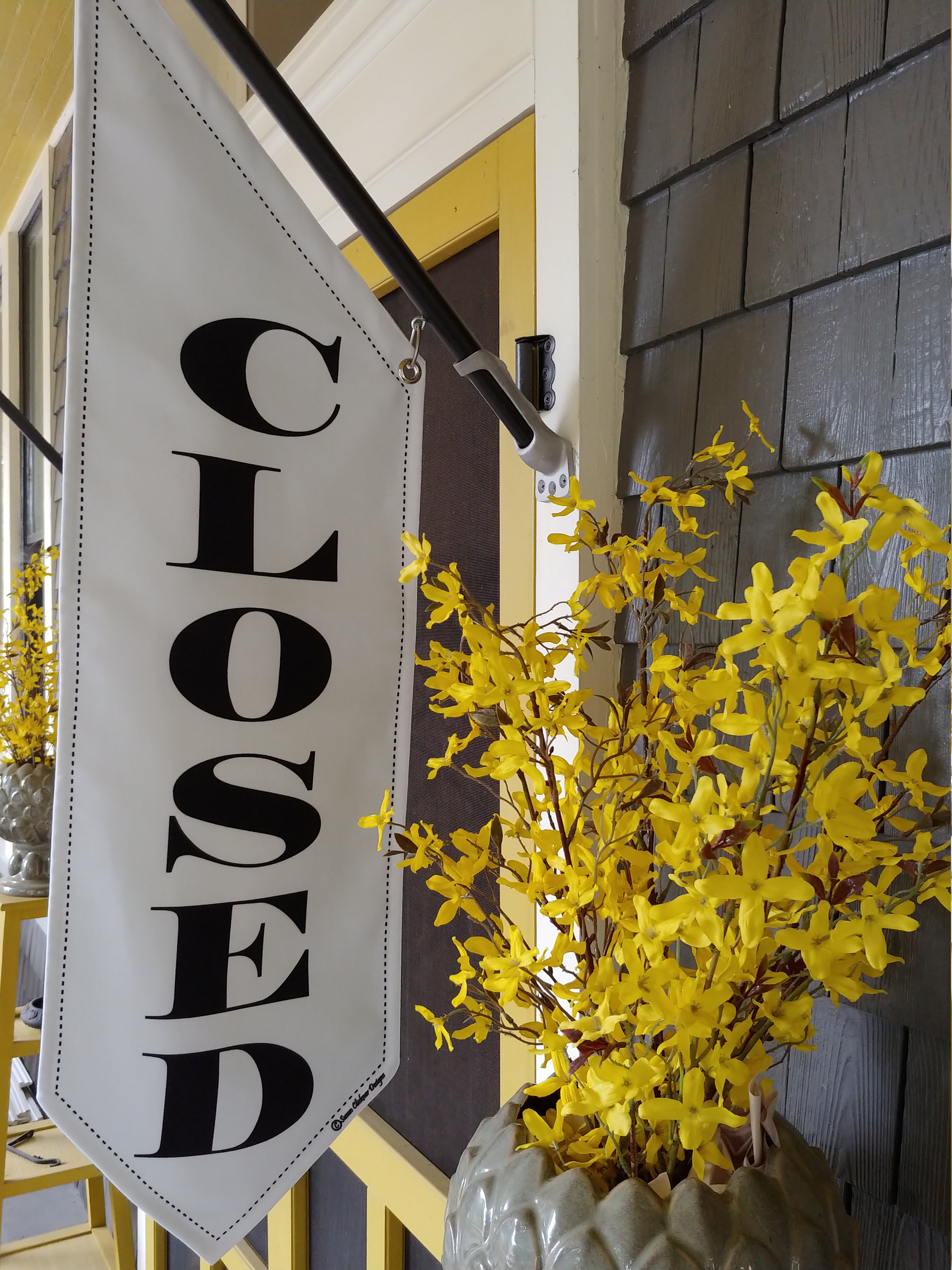 ELEGANT CLOSED Flag * Double Sided * Heavy Weight Canvas