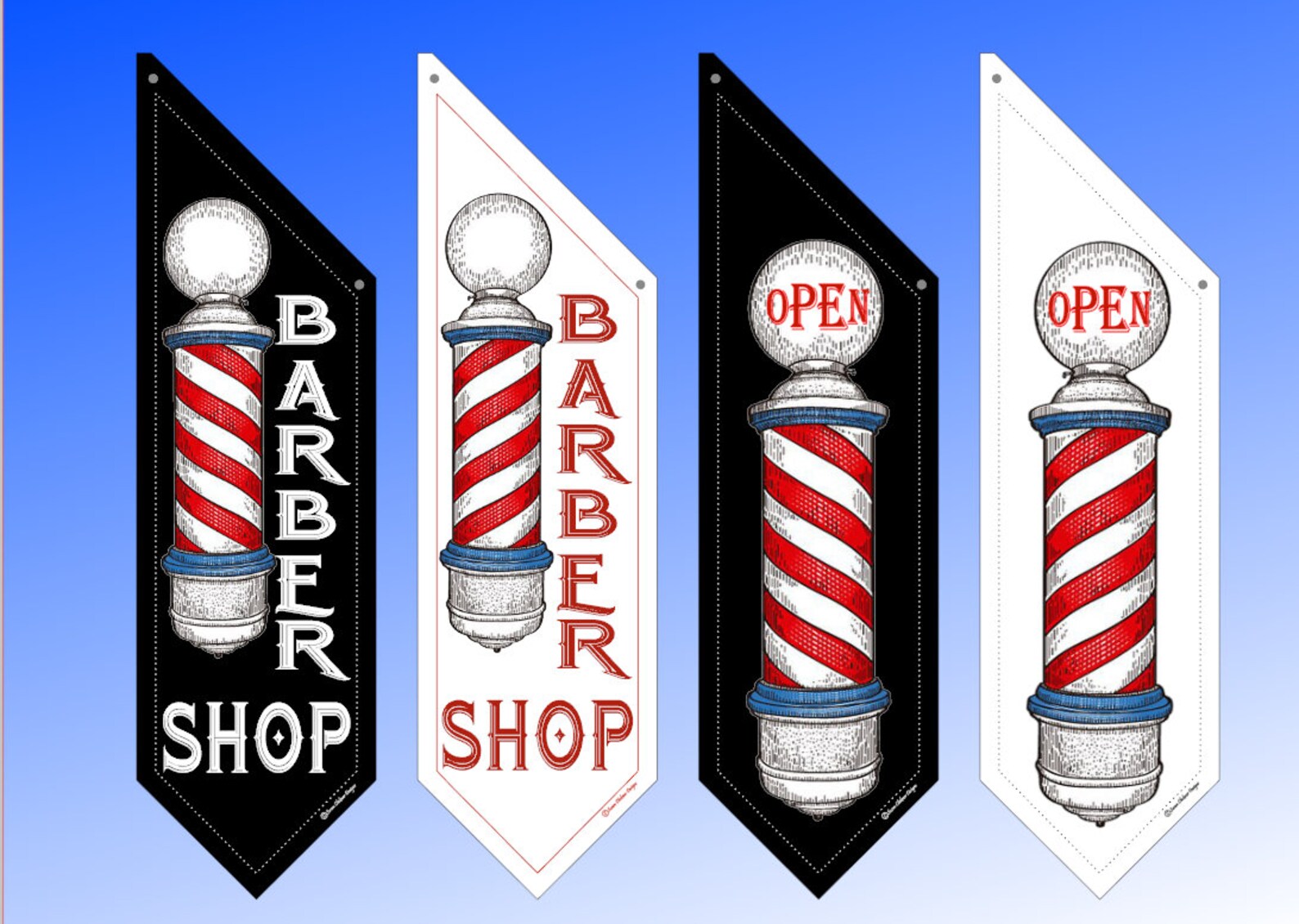 BARBER SHOP OPEN flags Four designs to choose from double Etsy