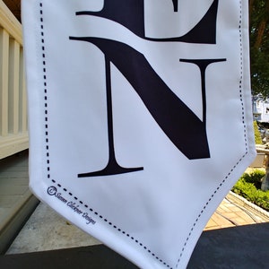 ELEGANT OPEN flag double sided heavy weight canvas handmade pole & bracket black or white image 3