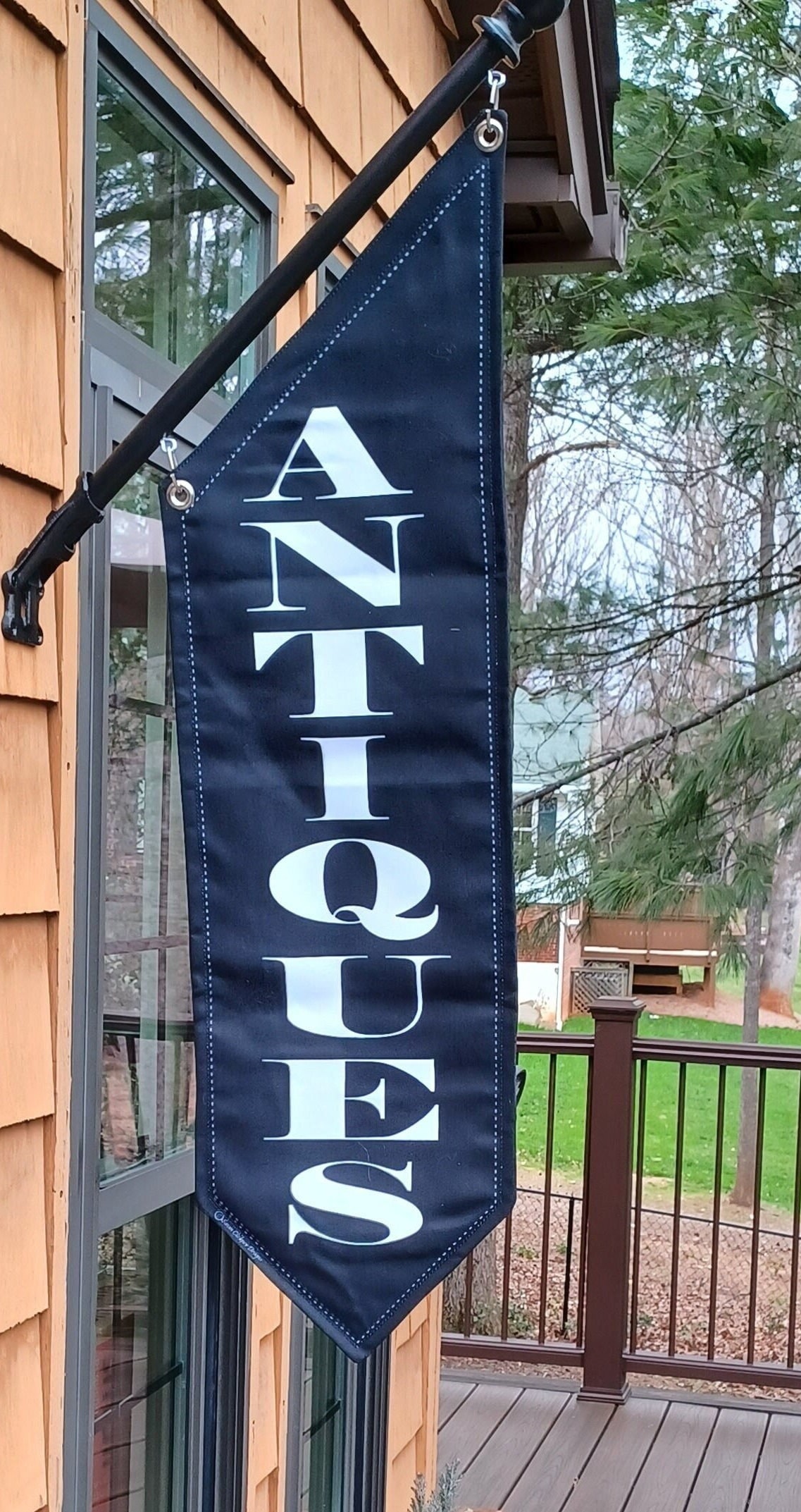 ELEGANT ANTIQUES Flag * 2 Sided * Heavy Canvas * Pole & Bracket