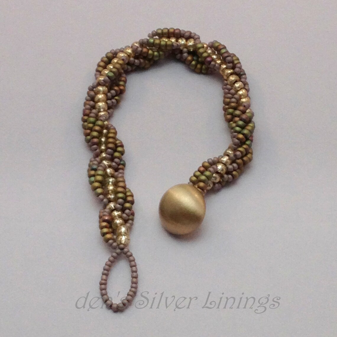 Handwoven Spiral Rope Bracelet Vintage Button Clasp Khaki Etsy