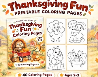 Thanksgiving Coloring Pages for Toddlers Ages 2–3 | 40 Easy Fall Printables | PDF Download