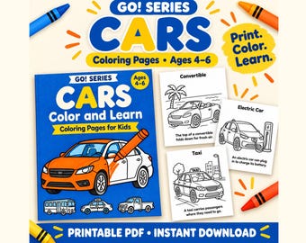 Car Coloring Pages for Kids Ages 4–6, 40 Printable Vehicles, Color and Learn PDF