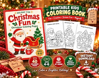 Christmas Coloring Pages for Kids Ages 4–6, 40 Printable Activities, PDF Download