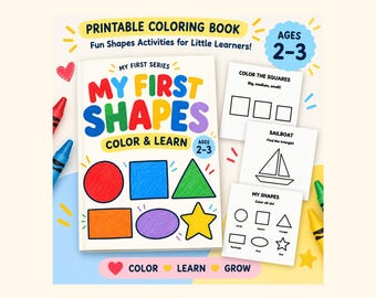 Shapes Coloring Pages for Toddlers Ages 2–3, 30 Printable Activities, My First Shapes PDF
