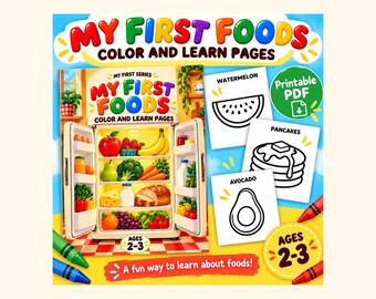 My First Foods Coloring Pages for Toddlers, 50 Simple Food Pages (PDF Download)