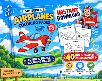Airplane Coloring Pages for Toddlers – 40 Simple Printable Activity (PDF)