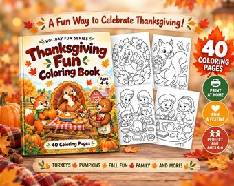 Thanksgiving Coloring Pages for Kids Ages 4-6, 40 Fall Activities (PDF Download)