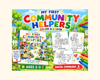 Community Helpers Coloring Pages for Toddlers Ages 2–3, 30 Printable Career Pictures, PDF Download