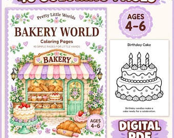Bakery Coloring Pages for Kids Ages 4–6, Printable PDF with 40 Designs