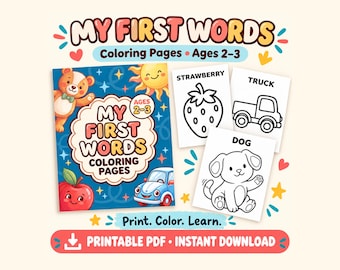 My First Words Toddler Coloring Pages, 100 Big Simple Pages (PDF Download)