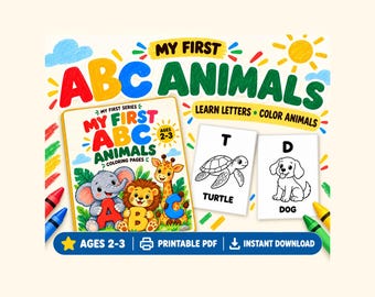 ABC Animal Coloring Pages for Toddlers Ages 2–3 | Printable Alphabet A–Z PDF