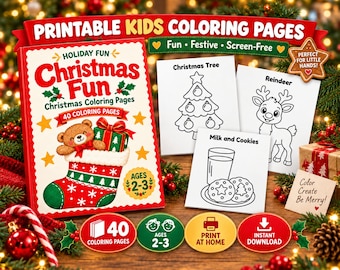 Christmas Fun Coloring Pages for Toddlers – 40 Easy Holiday Designs (PDF)